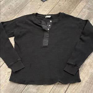 Good American Black Henley Shirt